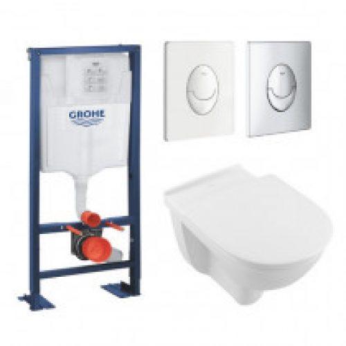 Pack WC suspendu PMR sans bride Villeroy et Boch O Novo Vita bati support Grohe