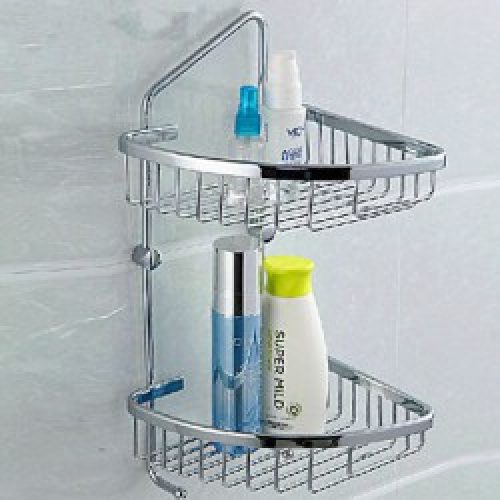 Panier à deux étages pour savons de style contemporain en acier inoxydable