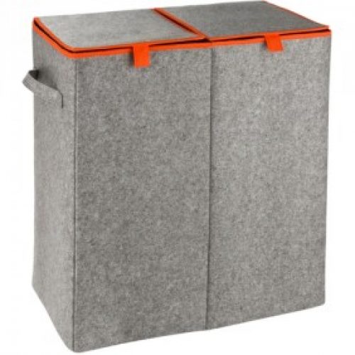 Panier à linge – Feutre gris – 2 compartiments – 82 L