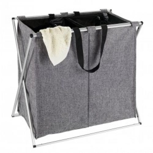 Panier à linge – Tissu polyester gris -Un, deux ou trois compartiments
