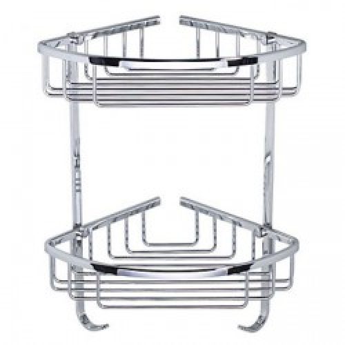 Panier triangulaire de rangement de produits de salle de bain en laiton chromé