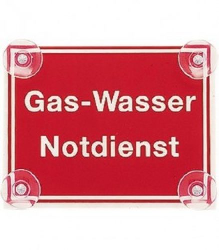 Panneau gaz-eau, service d´urgence ALLEMAND 190 x 150 mm