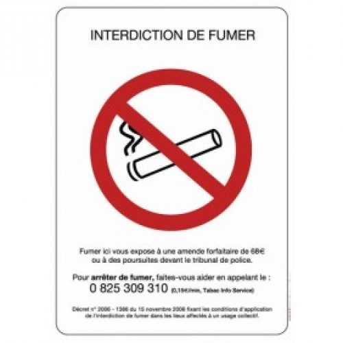 Panneaux interdiction de fumer