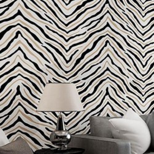 Papier peint contemporain pour revêtement mural à motif en rayures et aspect abstrait