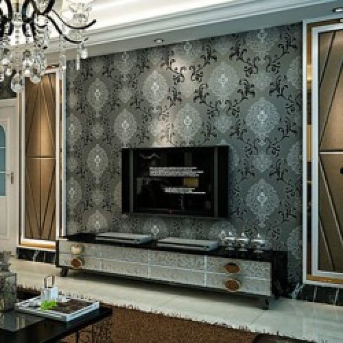 Papier peint contemporain pour revêtement mural à motif floral damassé