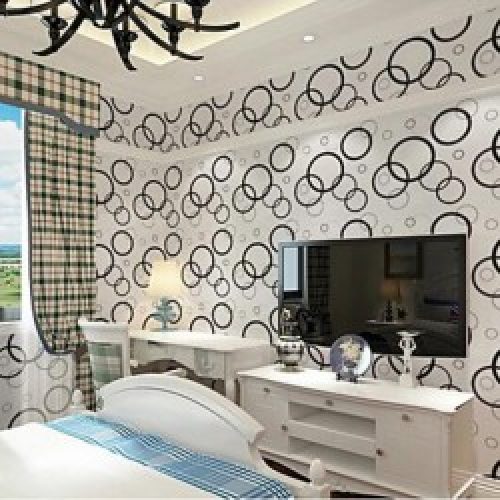Papier peint contemporain pour revêtement mural à motif sous formes de cercles superposés