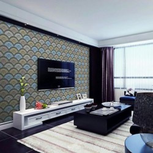 Papier peint de style rétro intissé à motif damassé