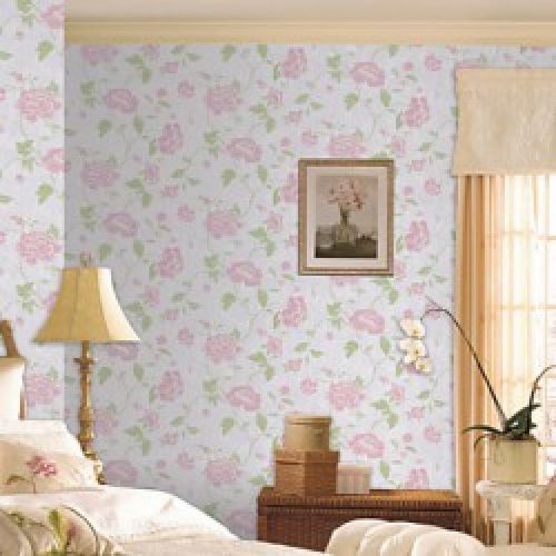 Papier peint de style rustique intissé pour revêtement mural à motif en roses