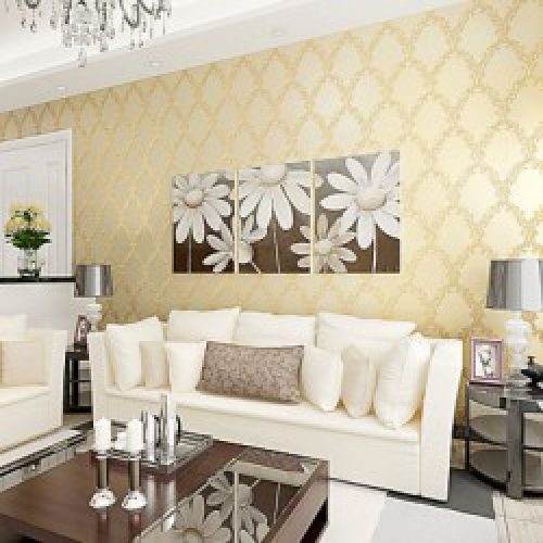 Papier peint intissé classique et élégant à motif en fleurs