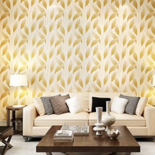 Papier peint intissé de style contemporain avec motif en feuilles d’arbre