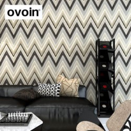 Papier Peint à motif Zigzag Vagues et Rayures pour Revêtement Murale