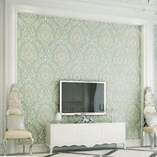 Papier peint mural de style contemporain et respectueux avec motif floral damassé