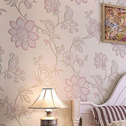 Papier peint mural de style rétro romantique à motif floral