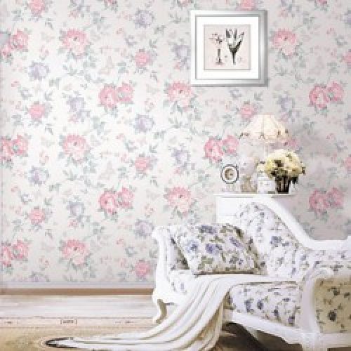 Papier peint mural intissé de style classique avec motif à fleurs damassées