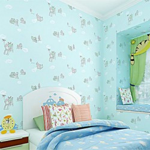 Papier peint pour revêtement mural de style contemporain avec motif en dessins pour chambres d&rsquo;enfants