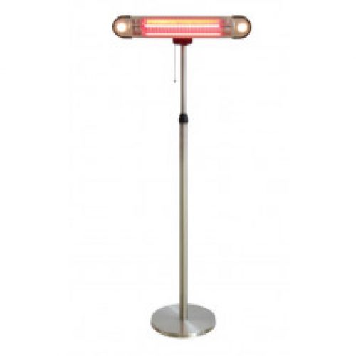 Parasol chauffant électrique sur mât PARMA en inox brossé