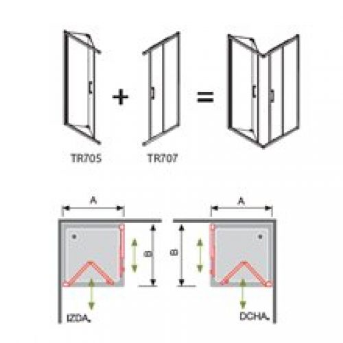 Pare-douche d’angle 2 portes 1 rabattable et 1…