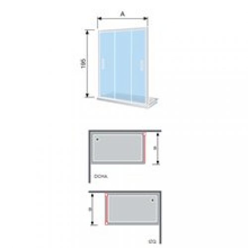 Pare-douche frontal 3 portes coulissantes et un…