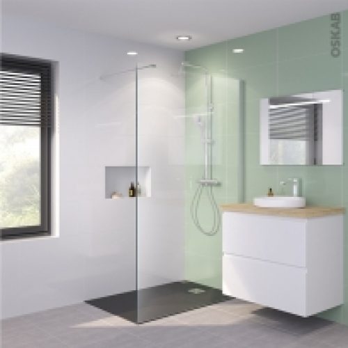 Paroi De Douche A L Italienne 120 Cm Verre Transparent 6 Mm 1 Barre De Fixation Profiles Chromes Atlas 2