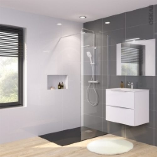 Paroi De Douche A L Italienne 80 Cm Verre Transparent 8 Mm 1 Barre De Fixation Profiles Chromes Atlas 2