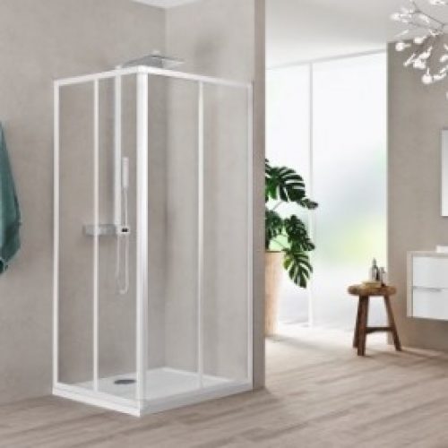 Paroi de douche coulissante – Accès d’angle – 4 panneaux -Riviera 2.0 A