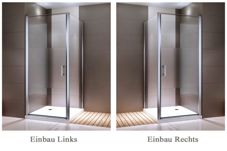 Paroi de douche d’angle 8 mm NANO verre véritable EX416-1 bande satin – 90 x 90 x 195 cm