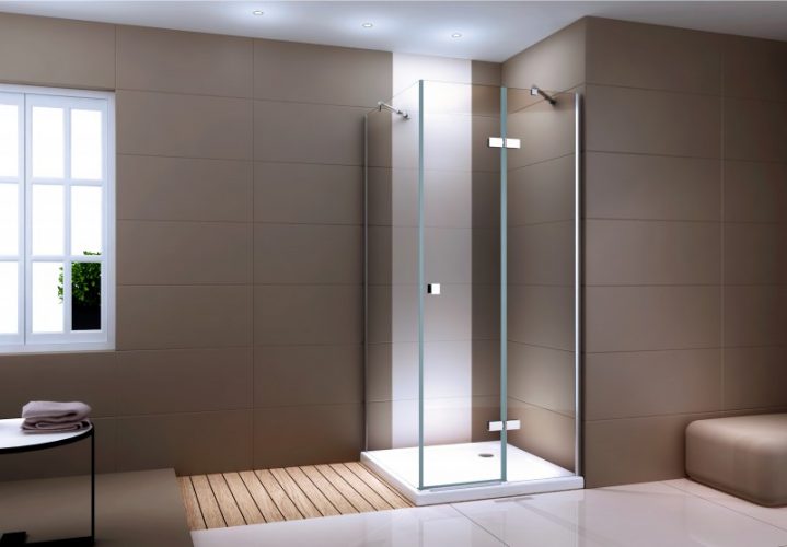 Paroi de douche fixe et porte battante en verre NANO transparent  90 x 90 x 190cm