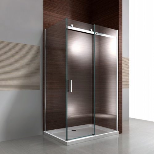 Paroi de douche fixe et porte coulissante EX806 – en verre de sécurité traitement NANO – 80 x 120 x 195cm