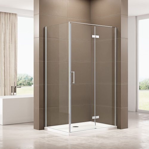 Paroi de douche fixe et porte pivotante en verre NANO transparent – EX409 – 90 x 120 x 195 cm