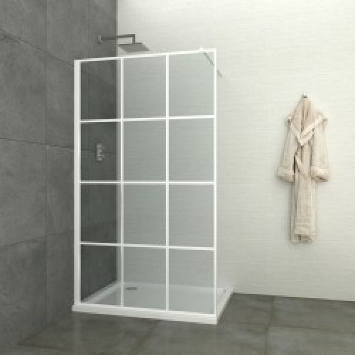 Paroi de douche walk in – industrielle – profilés blancs – 120 x 200 cm – Loft Game – ALLIBERT
