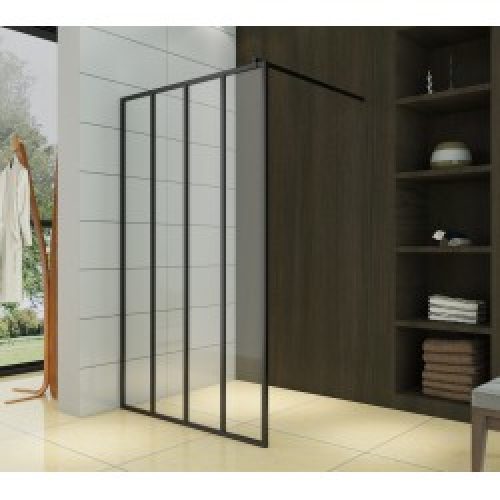 Paroi de douche walk in – industrielle – profilés noirs – 120 x 200 cm – Malmö – AZZURO