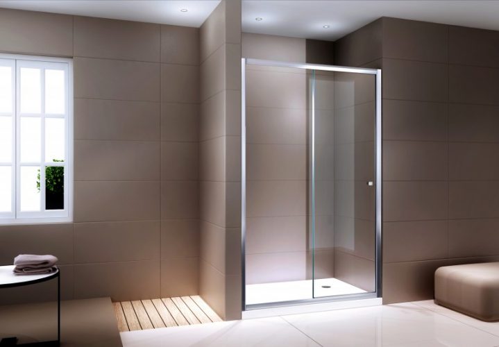 Paroi porte de douche en niche – NANO verre véritable transparent EX505 – hauteur 195cm – choix de largeur sélectionnable