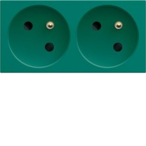 PC dble goulotte 2P+T 16A vert – APPAREILLAGE MURAL GALLERY HAGER WXF422V