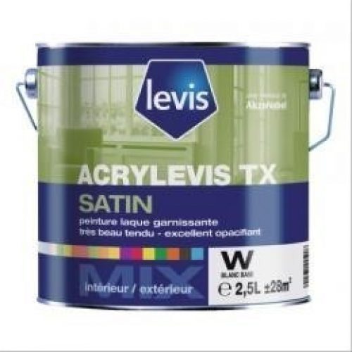 Peinture boiseries Acrylevis TX satin blanc 2,5L – LEVIS