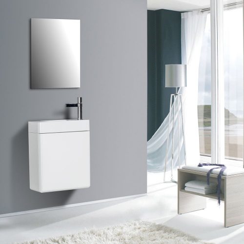 Petit ensemble pour salle de bain CARO 450 – dans différentes couleurs – armoire de toilette en option