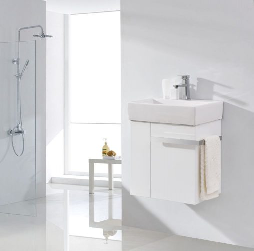 Petit meuble de salle de bain  Compact 500 – blanc mat