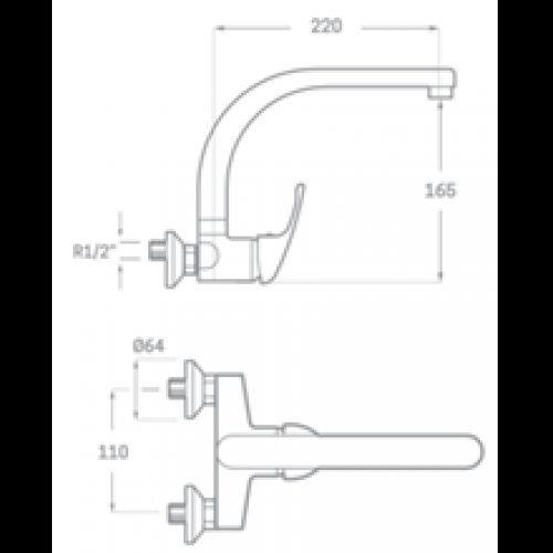 Petit robinet d’évier mural chromé Enkel SEVEN