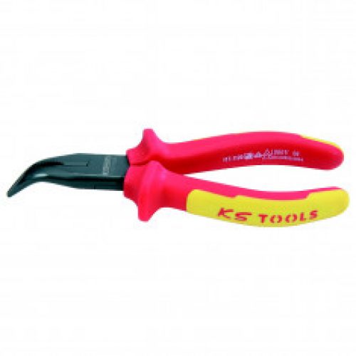 Pince à bec demi-rond coudé isolée à poignée bi-composant, L.200 mm KS Tools 117.1121