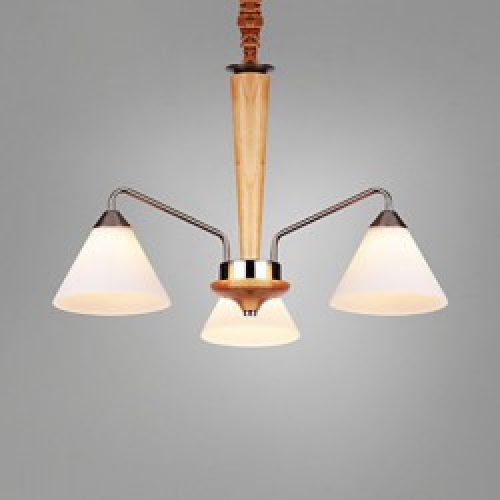 Plafonnier en Bois à 3 lumières blanches