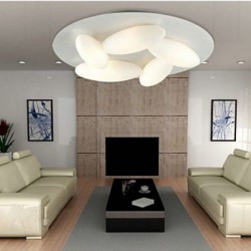 Plafonnier moderne encastré avec 5 lumières ovales