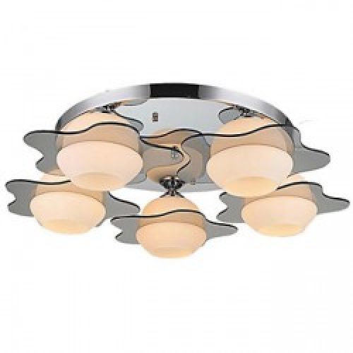 Plafonnier montage encastré avec 5 lumières en Verre