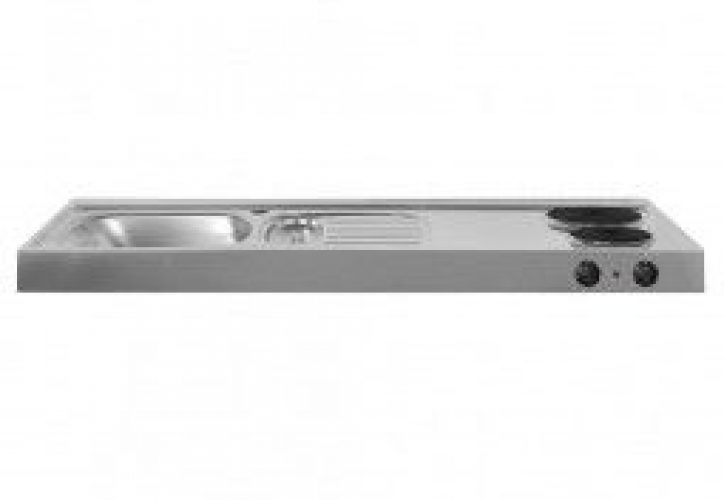 Plan de Travail en Inox 120×60 cm avec Évier et Plaques Électriques