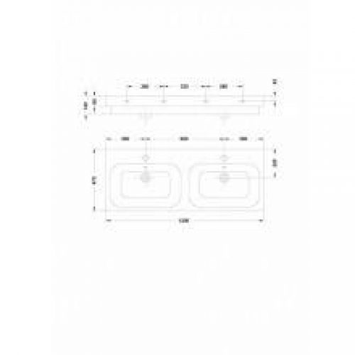 Plan vasque double mural Gala Flex 120 x 47,5 cm