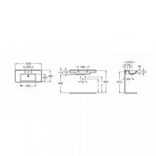 Plan vasque mural Dama 100 x 46 cm Roca