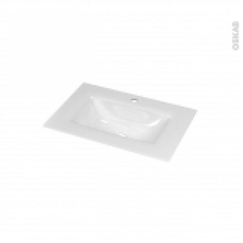 Plan Vasque Vala Verre Blanc Pour Salle De Bains L605 X P405 Cm