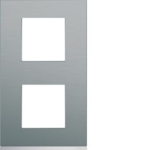 Plaque 2P V71 bright inox – APPAREILLAGE MURAL GALLERY HAGER WXP4242