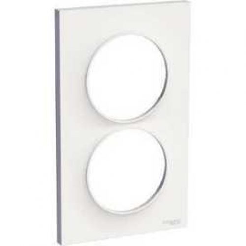 Plaque blanche verticale 2 postes Odace Styl Schneider