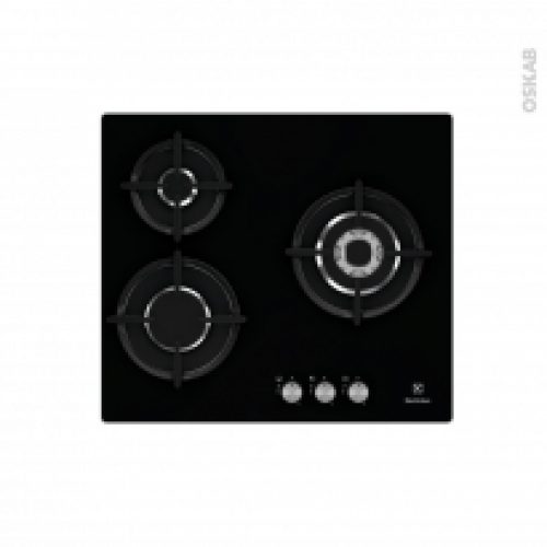 Plaque De Cuisson 3 Feux Gaz 60 Cm Verre Noir Electrolux Egt6633Nok