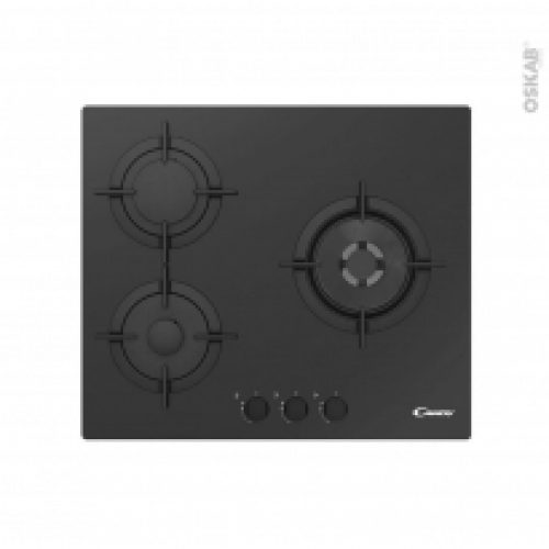 Plaque De Cuisson 3 Feux Gaz Verre Noir Candy Cvg63Swpn