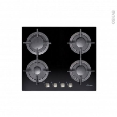Plaque De Cuisson 4 Feux Gaz 60Cm Verre Noir Candy Cvg64Sgnx